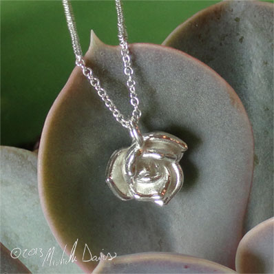 Silver succulent pendant by Michelle Davis photo 3