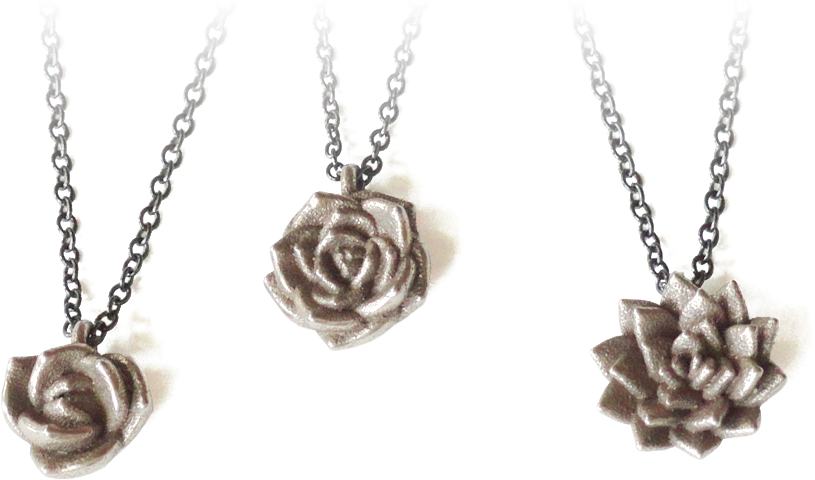 Stainless steel succulent pendants by michelle davis